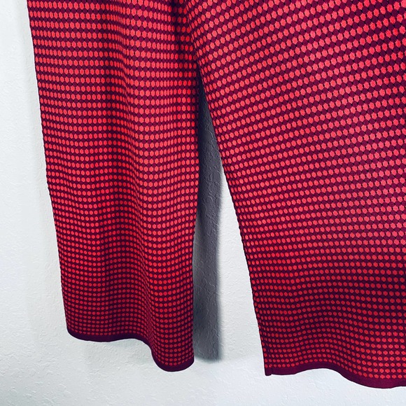 Zara Knit High Two Tone Print Flare Pants Red - Picture 11 of 13